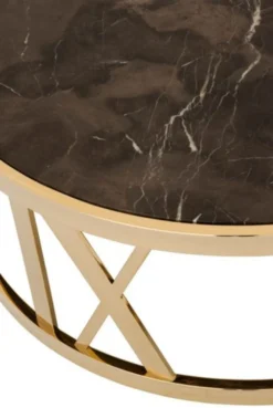 Casa Padrino Luxus Art Deco Couchtisch Rund Gold mit Marmor Platte - Ø 100 x H 37 cm