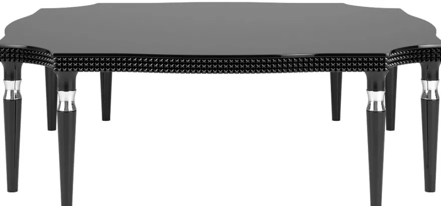 Casa Padrino Luxus Art Deco Couchtisch Schwarz / Silber 130 x 130 x H. 45 cm - Edler Wohnzimmertisch mit 8 Tischbeinen - Art Deco Wohnzimmer Möbel