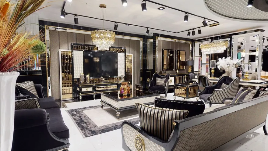 Casa Padrino Luxus Art Deco Couchtisch Schwarz / Cremefarben / Gold - Prunkvoller Massivholz Wohnzimmertisch - Luxus Art Deco Wohnzimmer Möbel