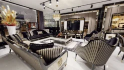 Casa Padrino Luxus Art Deco Couchtisch Schwarz / Cremefarben / Gold - Prunkvoller Massivholz Wohnzimmertisch - Luxus Art Deco Wohnzimmer Möbel