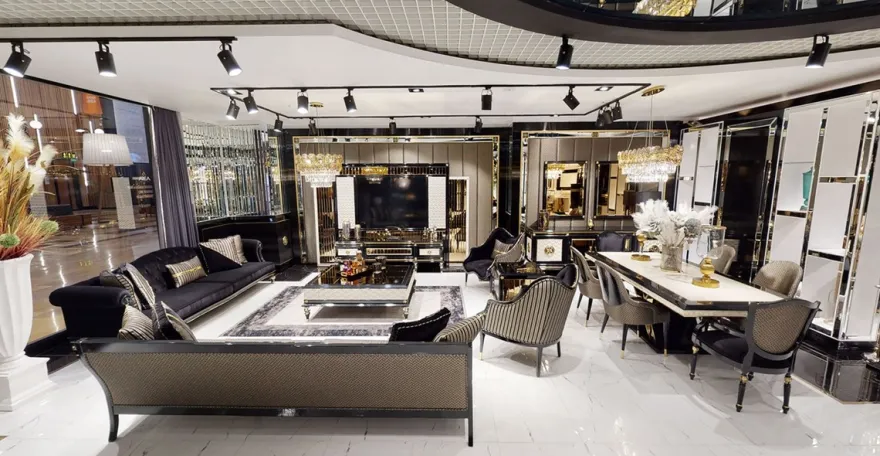 Casa Padrino Luxus Art Deco Couchtisch Schwarz / Cremefarben / Gold - Prunkvoller Massivholz Wohnzimmertisch - Luxus Art Deco Wohnzimmer Möbel