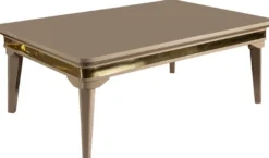 Casa Padrino Luxus Art Deco Couchtisch Beige / Gold 120 x 80 x H. 45 cm - Massivholz Wohnzimmertisch - Art Deco Wohnzimmer Möbel