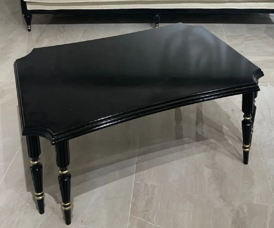 Casa Padrino Luxus Art Deco Couchtisch Schwarz / Gold - Rechteckiger Wohnzimmertisch - Wohnzimmer Möbel - Art Deco Möbel - Luxus Möbel - Luxus Einrichtung - Wohnzimmer Einrichtung