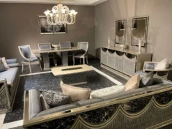 Casa Padrino Luxus Art Deco Couchtisch Creme - Rechteckiger Wohnzimmertisch mit Glasplatte - Wohnzimmer Möbel - Art Deco Möbel - Luxus Möbel - Luxus Einrichtung - Wohnzimmer Einrichtung