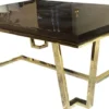Casa Padrino Luxus Art Deco Couchtisch Dunkelbraun / Gold 130 x 90 x H. 45 cm - Edler Wohnzimmertisch mit Glasplatte - Art Deco Möbel