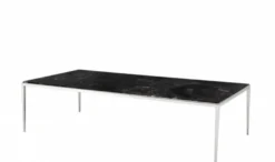 Casa Padrino Luxus Art Deco Designer Couchtisch Nickel mit Marmorplatte - 160 x 78 x H. 40 cm
