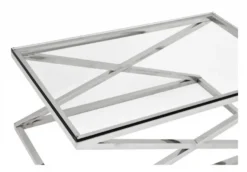 Casa Padrino Luxus Art Deco Designer Couchtisch - Wohnzimmer Tisch aus Edelstahl und Glas - 120 x 70 x H. 47 cm