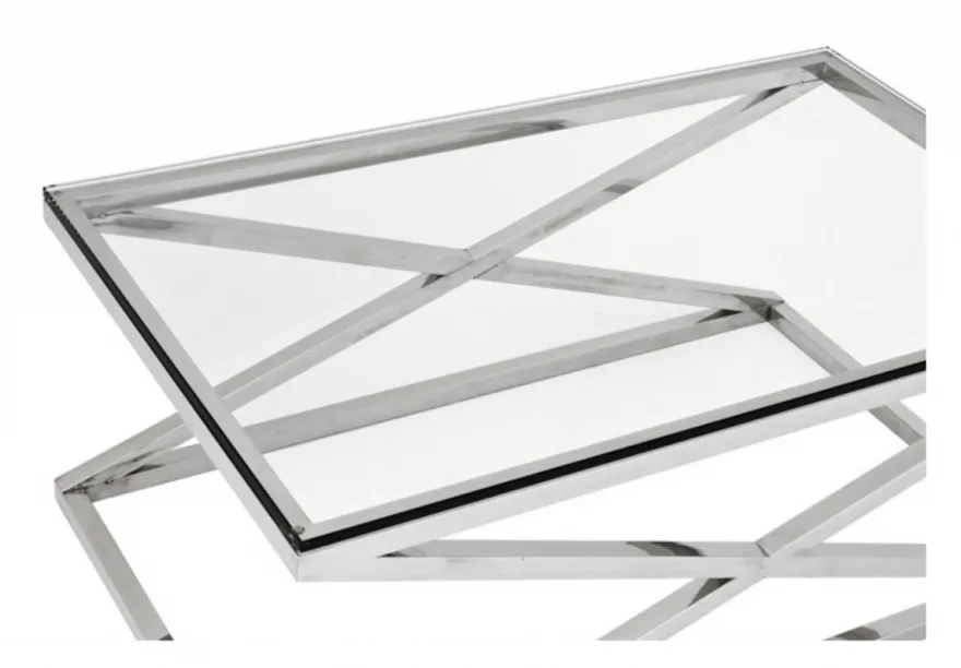 Casa Padrino Luxus Art Deco Designer Couchtisch - Wohnzimmer Tisch aus Edelstahl und Glas - 120 x 70 x H. 47 cm
