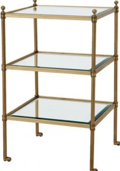 Casa Padrino Luxus Art Deco Designer Beistelltisch aus Messing und Glas, gealtertes Messing, 42 x 42 x H. 71 cm