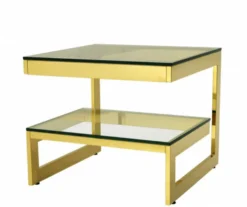 Casa Padrino Luxus Art Deco Designer Beistelltisch Gold - Rostfreier Stahl und Glas - 65 x 65 x H. 55 cm