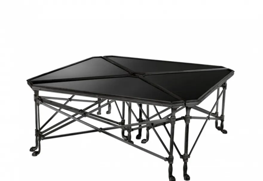 Casa Padrino Luxus Art Deco Designer Couchtisch - Wohnzimmertisch aus Messing und Granit in Rotguss - 89 x 63 x H. 42 cm