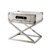 Casa Padrino Luxus Art Deco Designer Beistelltisch - Aluminium und schwarzes Leder, 62 x 49 x H. 57 cm