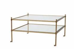 Casa Padrino Luxus Art Deco Designer Couchtisch Messing, Quadratischer Wohnzimmertisch, 78 x 78 x H. 44 cm