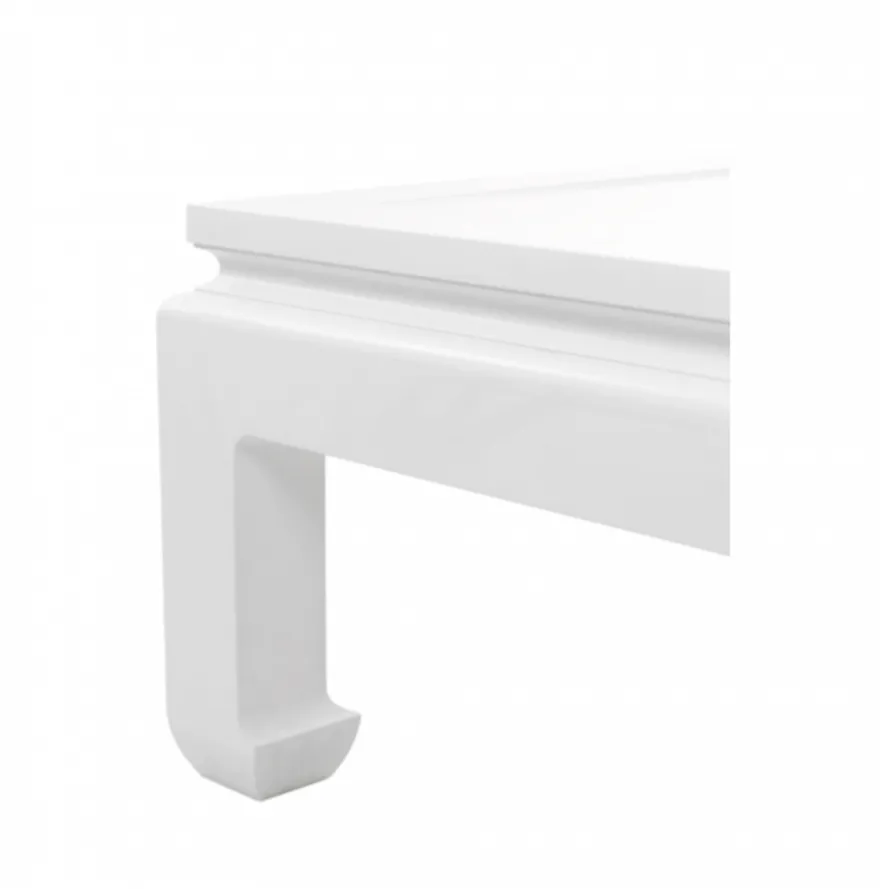 Casa Padrino Luxus Art Deco Designer Couchtisch aus Mahagoni Holz in Piano Weiß - 160 x 120 x H. 49 cm