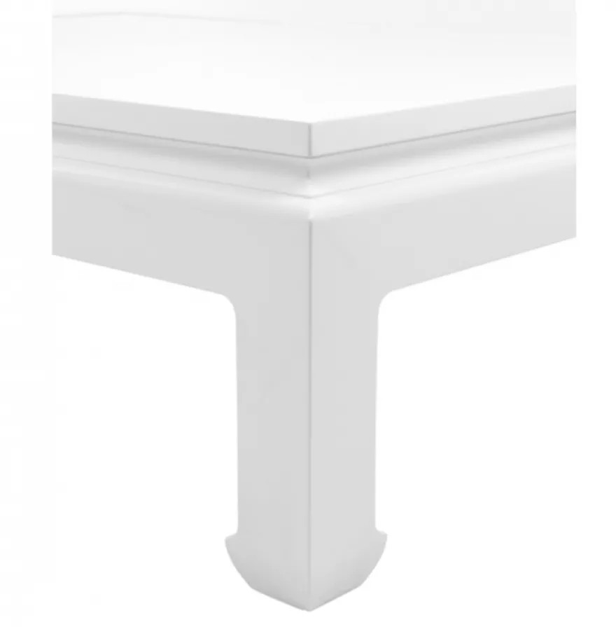 Casa Padrino Luxus Art Deco Designer Couchtisch aus Mahagoni Holz in Piano Weiß - 160 x 120 x H. 49 cm