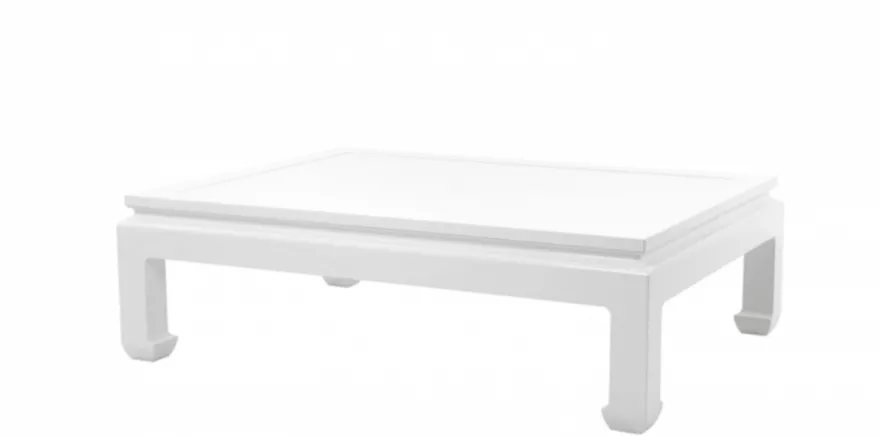 Casa Padrino Luxus Art Deco Designer Couchtisch aus Mahagoni Holz in Piano Weiß - 160 x 120 x H. 49 cm