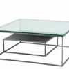 Casa Padrino Luxus Art Deco Designer Couchtisch - Quadratischer Salon Tisch in schwarzem Nickel und Eichen Furnier, 90 x 90 x H. 38 cm