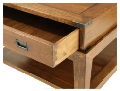 Casa Padrino Luxus Art Deco Designer Beistelltisch aus Eichenholz und Zink, Antik Eiche / Antik Messing, 67,5 x 67,5 x H. 50,5 cm