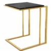 Casa Padrino Luxus Art Deco Designer Beistelltisch Gold mit schwarzer Marmorplatte 45 x 45 x H. 58 cm