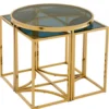 Casa Padrino Luxus Art Deco Designer Beistelltisch 5er Set Gold / Rauchglas 60 x H. 55 cm