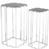 Casa Padrino Luxus Art Deco Designer Beistelltische 2er Set - Edle Ablagetische aus Edelstahl und Glas, 40x40xH.60 cm & 30x30xH.55 cm