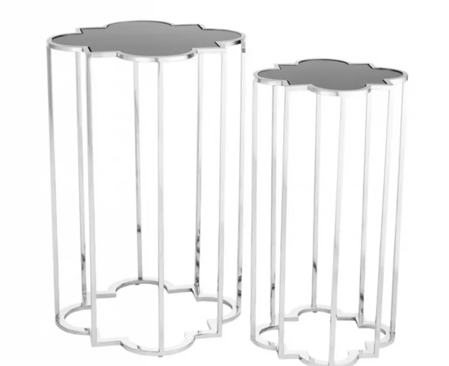 Casa Padrino Luxus Art Deco Designer Beistelltische 2er Set - Edle Ablagetische aus Edelstahl und Glas, 40x40xH.60 cm & 30x30xH.55 cm