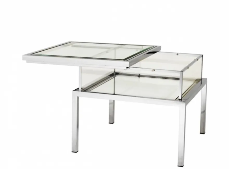 Casa Padrino Luxus Art Deco Designer Beistelltisch - Edelstahl und Spiegelglas - 65 x 65 x H. 55,5 cm