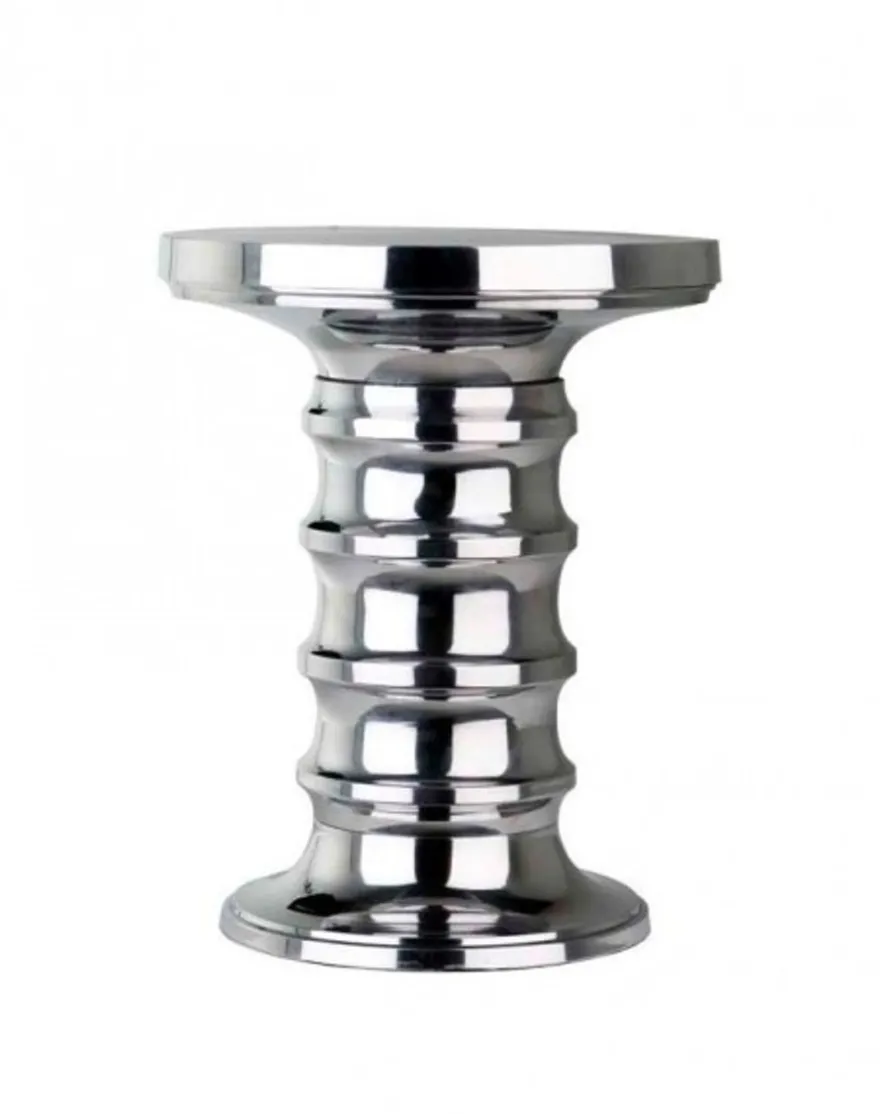 Casa Padrino Luxus Art Deco Designer Aluminium Beistelltisch - 38 x H. 48 cm - Poliertes Aluminium