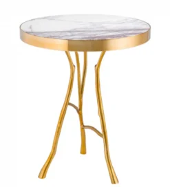 Casa Padrino Luxus Art Deco Designer Beistelltisch Gold mit weißer Marmorplatte 50 x H 58 cm