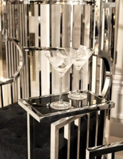 Casa Padrino Luxus Art Deco Designer Beistelltisch mit Rauchglas und Granitplatte 31 x 20 x H. 72 cm