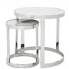 Casa Padrino Luxus Art Deco Designer Beistelltisch 2er Set - Edler Beistelltisch aus Edelstahl und Marmor - 56 x H. 56 cm / 35 x H. 45,5 cm