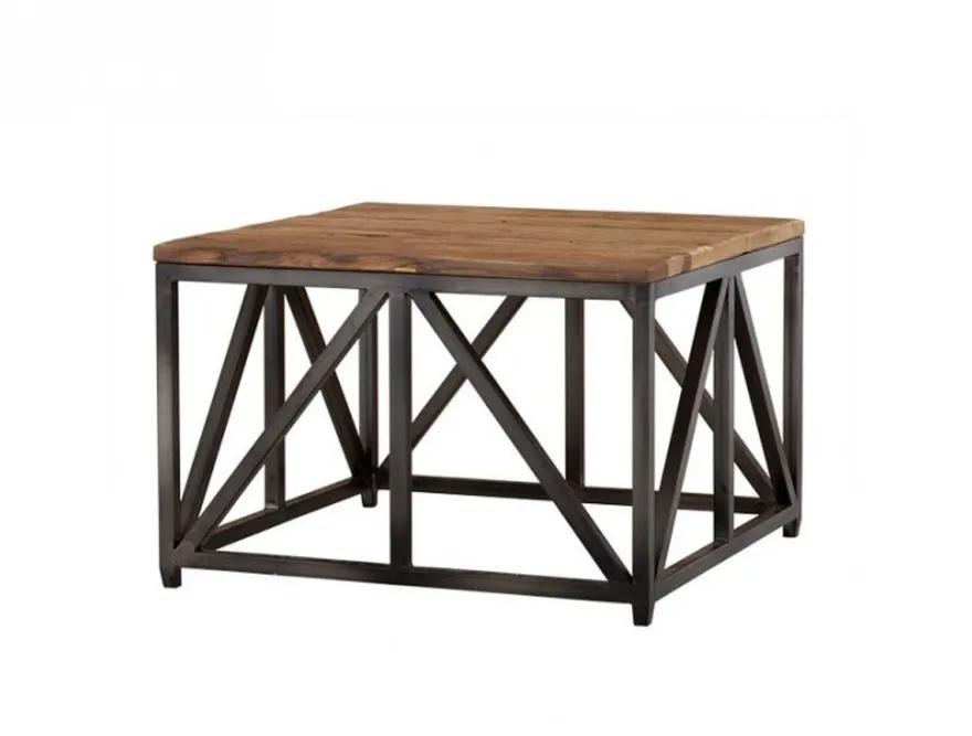 Casa Padrino Luxus Art Deco Designer Beistelltisch - Zink / Eichenholz - 75 x 75 x H. 50 cm