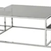 Casa Padrino Luxus Art Deco Designer Couchtisch Edelstahl poliert mit Rauchglas 150 x 90 cm - Silber