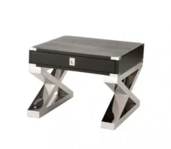 Casa Padrino Luxus Art Deco Designer Beistelltisch - Polierter Stahl und Birkenholz - 65 x 65 x H. 52 cm