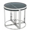 Casa Padrino Luxus Art Deco Designer Beistelltisch 5er Set aus rostfreiem Stahl und Rauchglas 60 x H. 55 cm