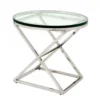 Casa Padrino Luxus Art Deco Designer Beistelltisch - Edelstahl & Glas, 59 x H. 54 cm
