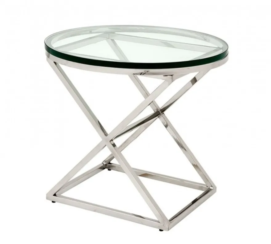 Casa Padrino Luxus Art Deco Designer Beistelltisch - Edelstahl & Glas, 59 x H. 54 cm