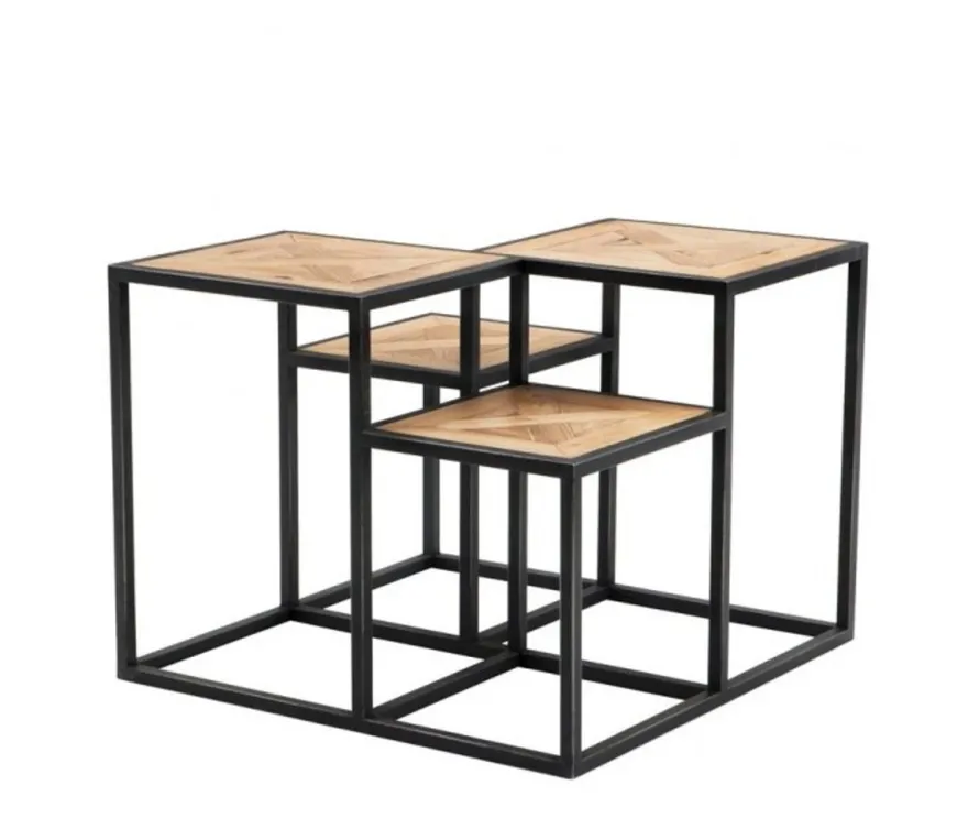 Casa Padrino Luxus Art Deco Designer Beistelltisch aus Eichenholz in Zink Optik - 65 x 65 x H. 50 cm