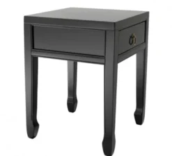 Casa Padrino Luxus Art Deco Designer Beistelltisch aus Birkenholz in Schwarz und antikem Messing 40 x 40 x H. 53 cm