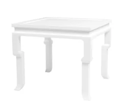 Casa Padrino Luxus Art Deco Designer Beistelltisch aus Mahagoni Holz in Piano Weiß - 65 x 65 x H. 55 cm
