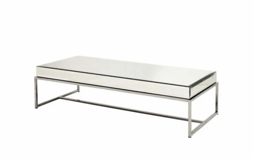 Casa Padrino Luxus Art Deco Designer Couchtisch - Wohnzimmertisch aus poliertem Edelstahl und Spiegelglas - 150 x 70 x H. 40 cm