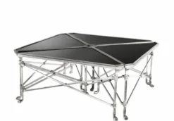 Casa Padrino Luxus Art Deco Designer Couchtisch - Messing und Granit - Antik Silber / Schwarz - 89 x 63 x H. 42 cm