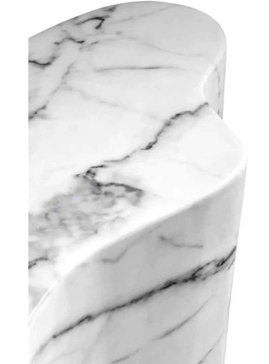 Casa Padrino Luxus Art Deco Designer Beistelltisch aus weißem Kunstmarmor – 68 x 62 x H. 56 cm