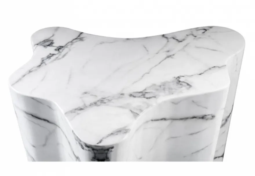 Casa Padrino Luxus Art Deco Designer Beistelltisch aus weißem Kunstmarmor – 68 x 62 x H. 56 cm