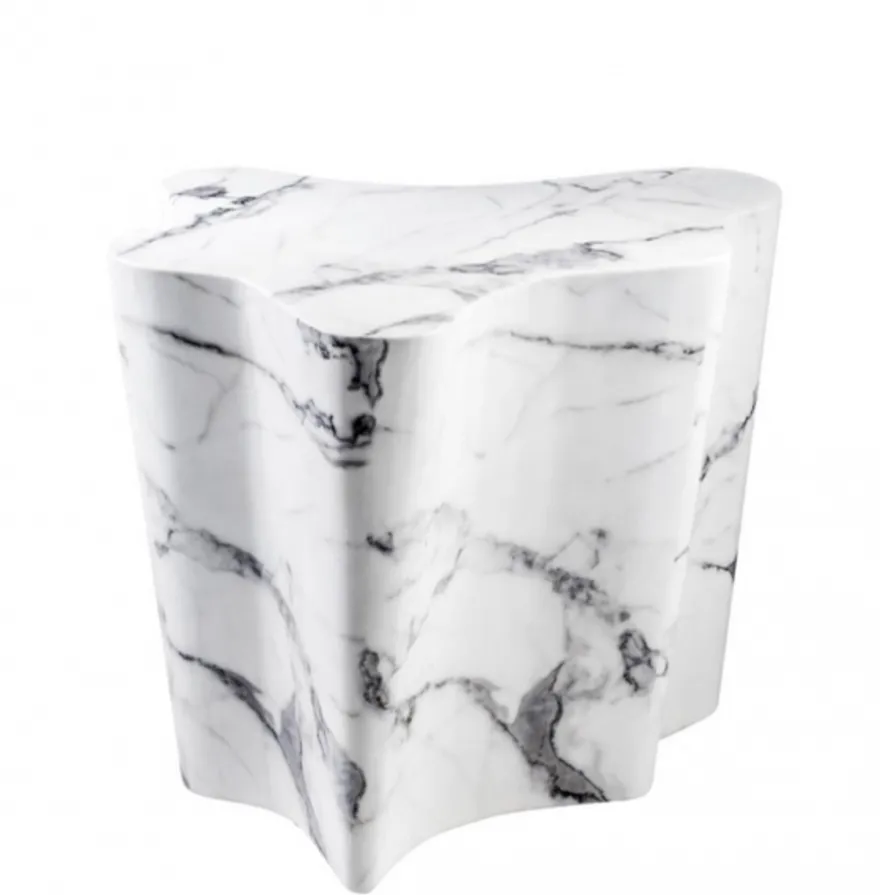 Casa Padrino Luxus Art Deco Designer Beistelltisch aus weißem Kunstmarmor – 68 x 62 x H. 56 cm