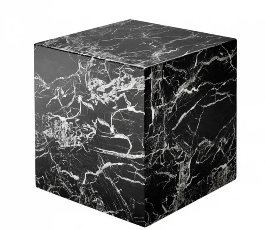 Casa Padrino Luxus Art Deco Designer Beistelltisch aus schwarzem Kunstmarmor - 50 x 50 x H. 50 cm