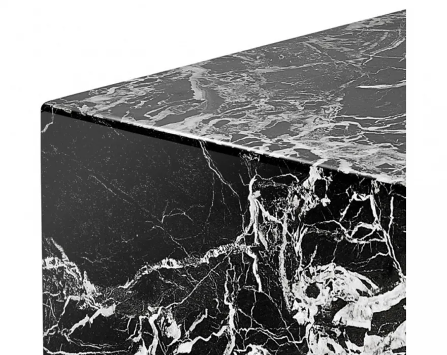 Casa Padrino Luxus Art Deco Designer Beistelltisch aus schwarzem Kunstmarmor - 50 x 50 x H. 50 cm