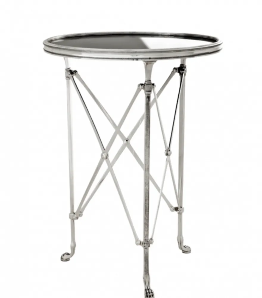 Casa Padrino Luxus Art Deco Designer Beistelltisch in Antik Silber mit schwarzem Glas 52 x H. 70 cm