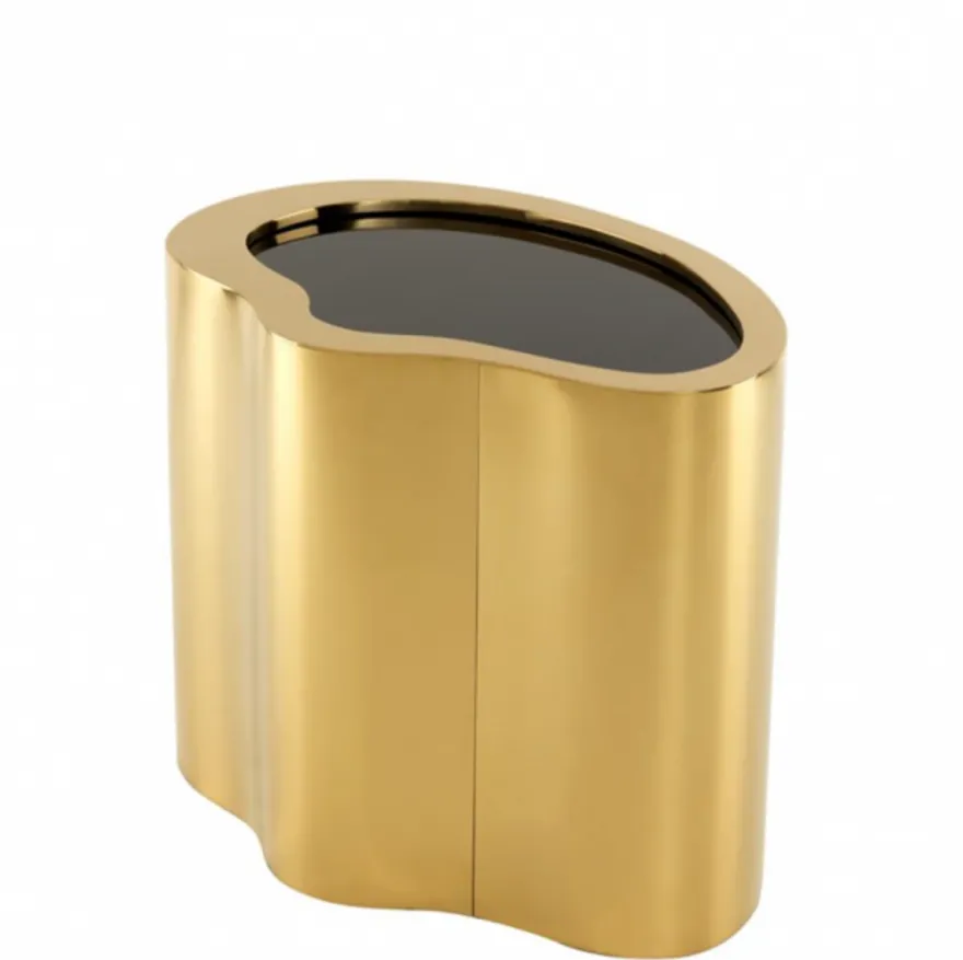 Casa Padrino Luxus Art Deco Designer Beistelltisch Gold mit schwarzem Glas 59 x 41,5 x H. 50 cm