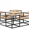 Casa Padrino Luxus Art Deco Designer Couchtisch aus Eichenholz und Metall - Zink / Braun - 120 x 120 x H. 42 cm